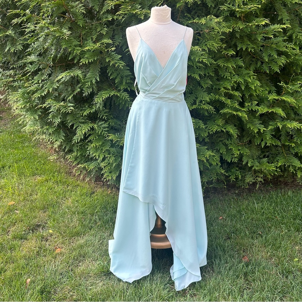 Bari Jay Warp Dress Evening Gown Size 14 Style #1704 Marshmallow Blue Plus Size